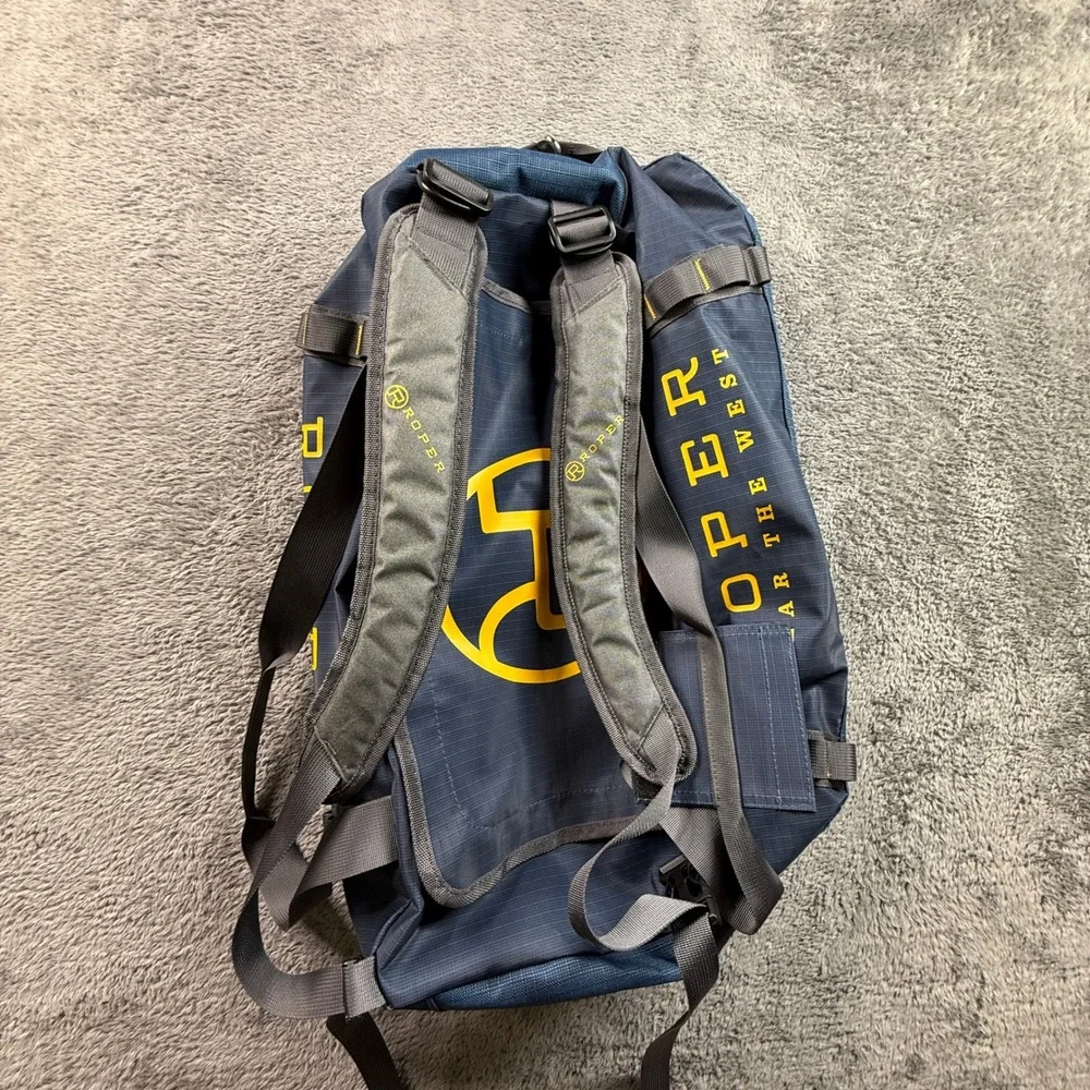 Roper Duffel Bag Backpack Unisex Large Blue Excellent Wear the West 23in Rodeo